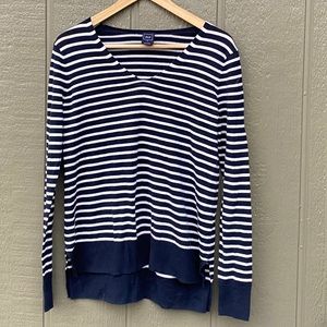 GAP Women's V Neck Sweater XS Striped Blue White